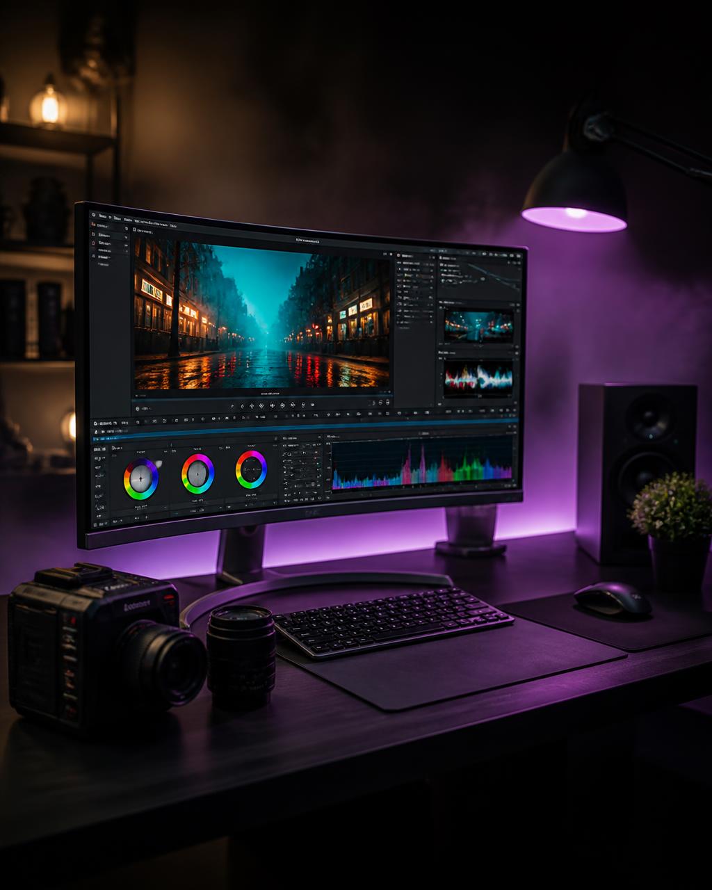 ASQ Visuals cinematic studio workspace